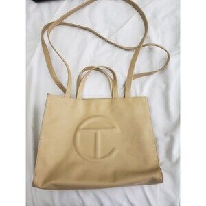 Telfar Cream Tan Medium Shopping Bag Double Strap & Handle